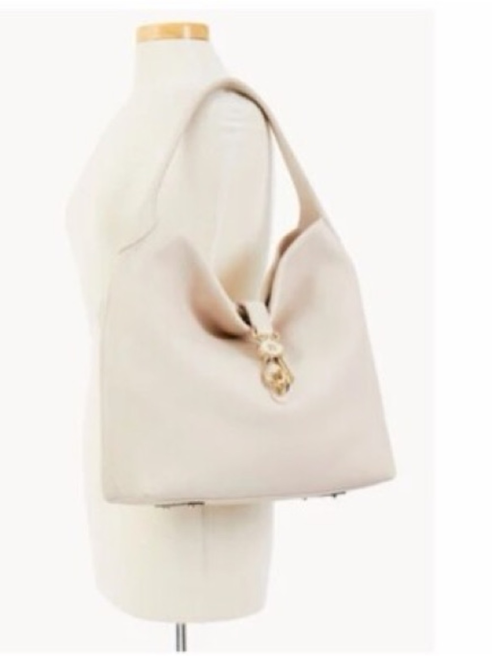 Dooney & Bourke Logo-Lock Lucca Shoulder Bag ~ Gray Taupe - Picture 3 of 7
